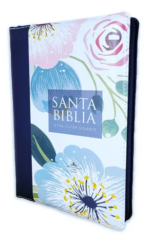 Biblia Reina Valera 1960 Letra Grande Cierre Flores Azul