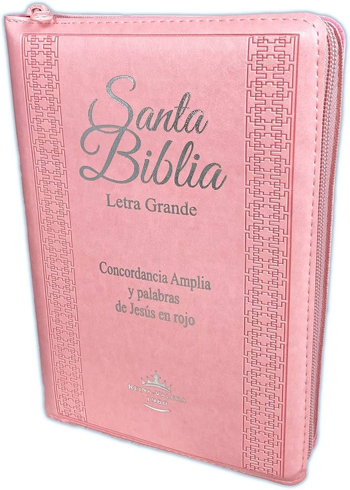 Biblia para Mujer con Cierre Letra Grande 12 puntos Concordancia Amplia Reina Valera 1960 rosada con indice