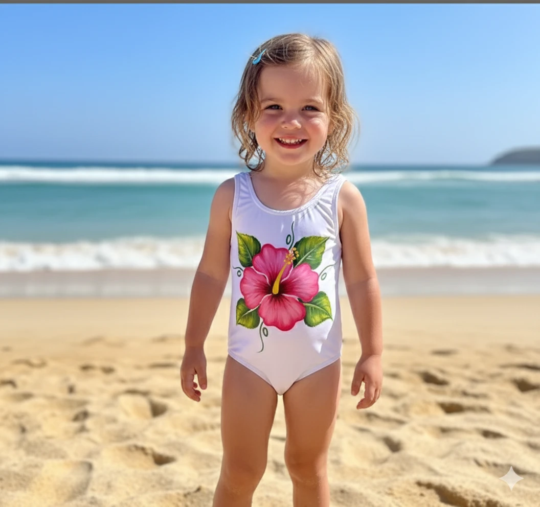 Bañador y Gorras Infantiles Pintadas a Mano